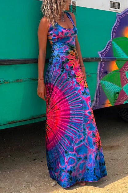 Layiah - Maxikleid mit Schnürung und Tie-Dye-Print