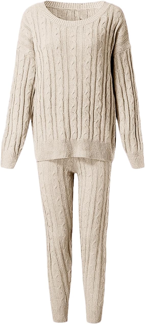 RIKE -Damen 2-teiliger langer Strickanzug mit dickem Pullover