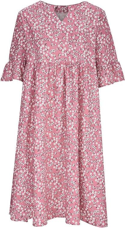 GRACEL - Lockeres Kleid mit halben Ärmeln und Print