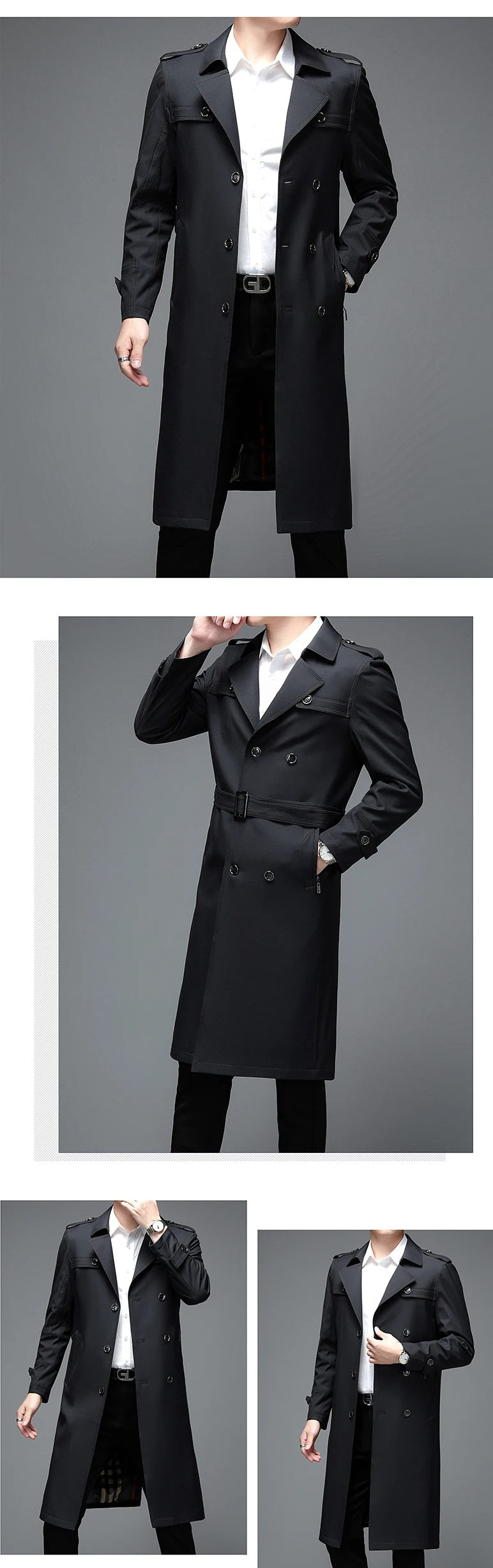 KENN - Hochwertiger langer Herren-Trenchcoat