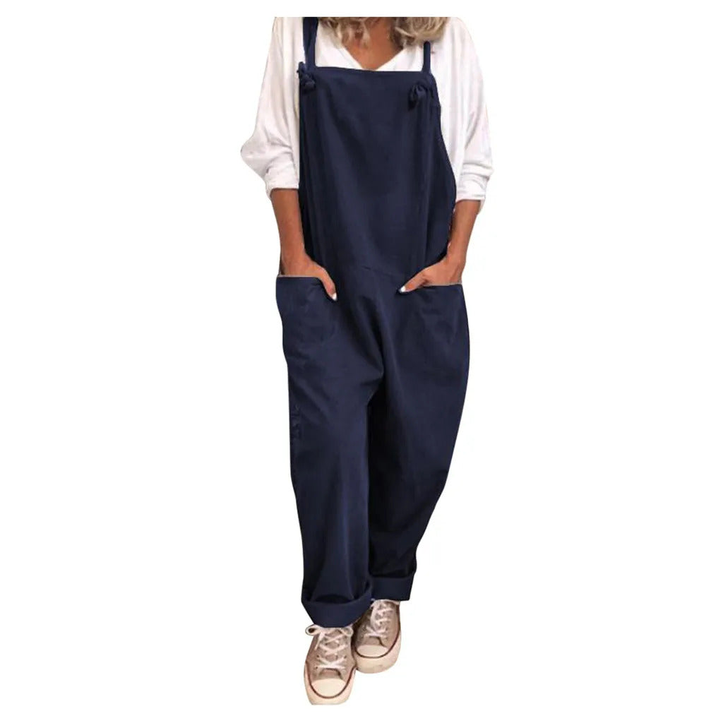 MOIRA - Overall Jumpsuit aus locker gebundener Baumwolle und Leinen