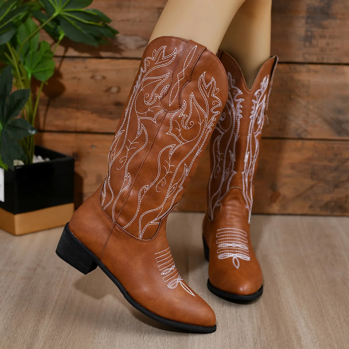 Eliana - Weiße Western-Cowboy-Stiefel