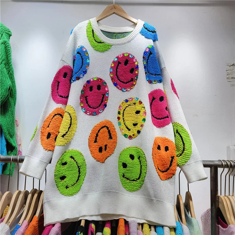 WENA - Gestrickter Pullover mit Cartoon-Stickerei, modischer Pullover