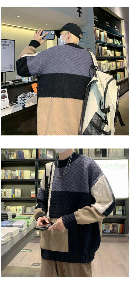 DAVID - Patchwork Jacquard Strickpullover