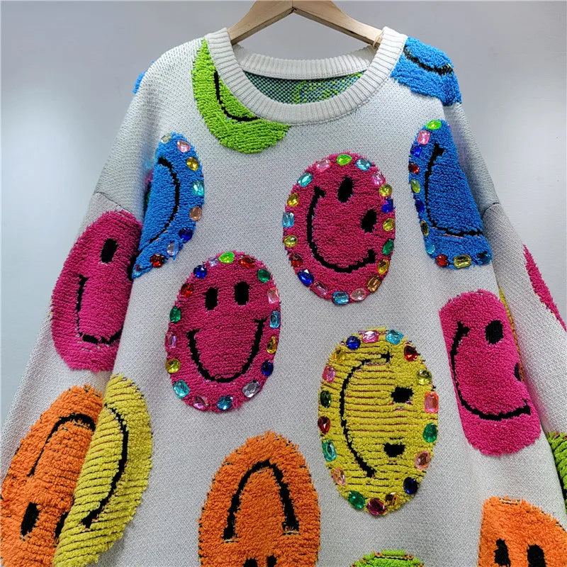 WENA - Gestrickter Pullover mit Cartoon-Stickerei, modischer Pullover