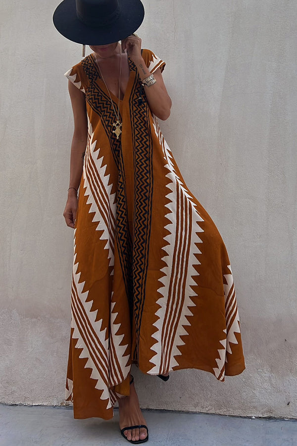 TASI - Maxi-Strandkleid mit Ethno-Print